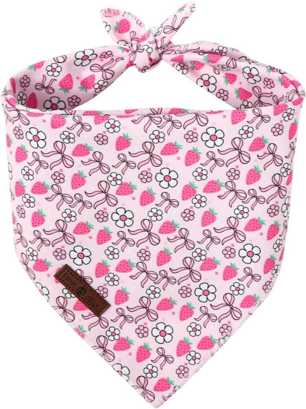 Spring Strawberry Bow Dog Bandana Washable Cotton Handkerchief Scarf Triangle Pi